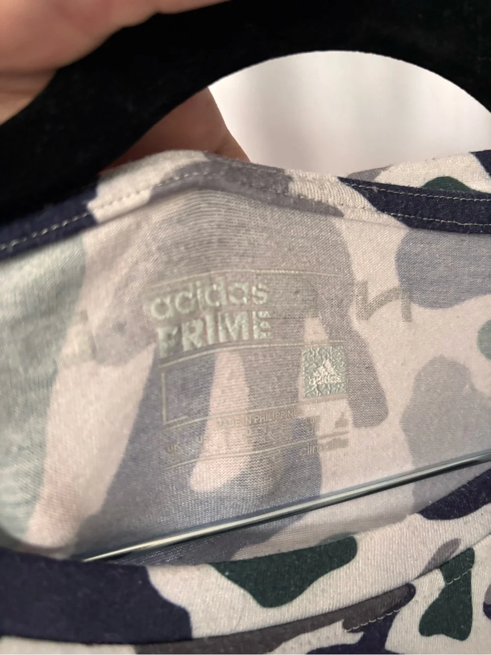 adidas Short-Sleeve Camo Tee in Green, Gray & Navy